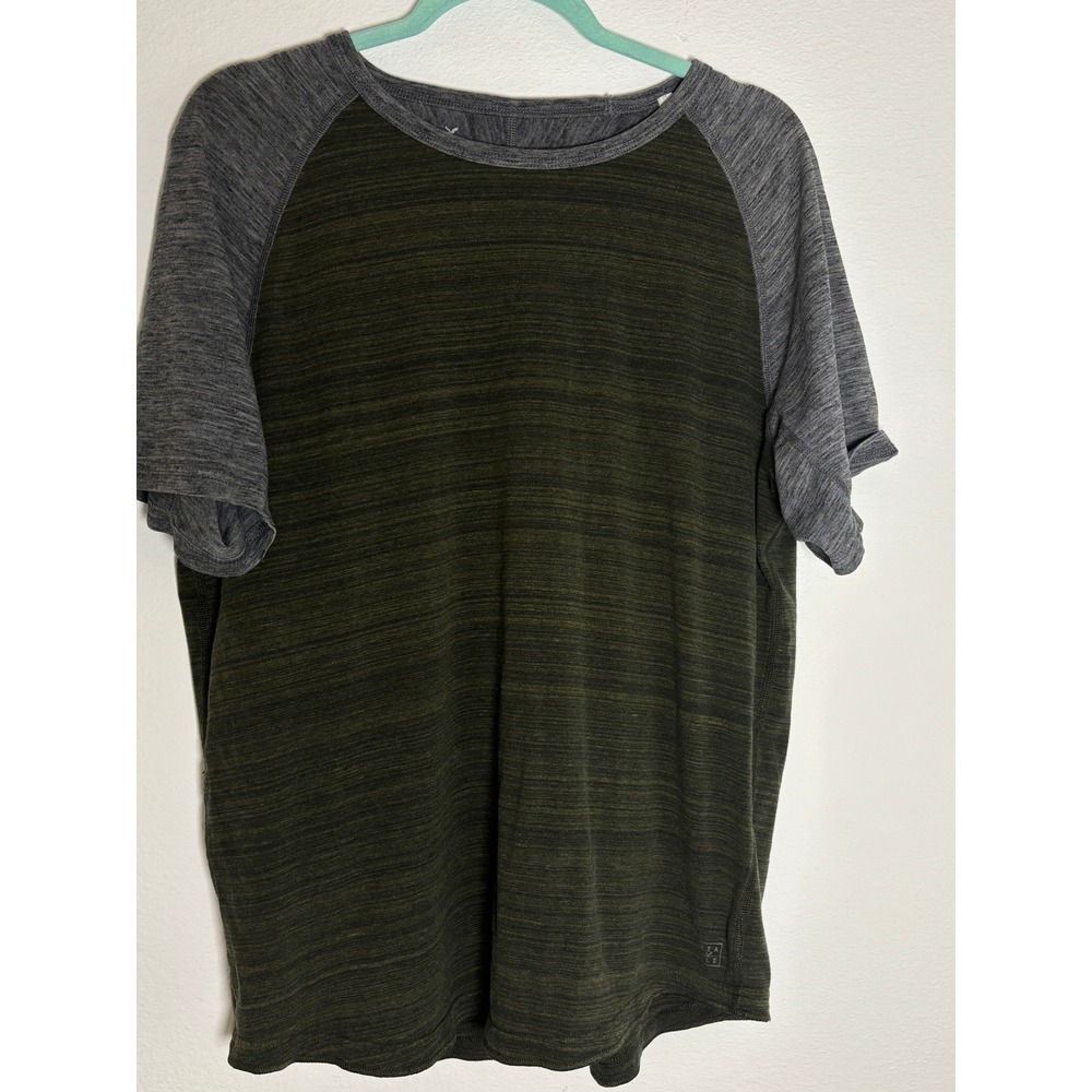 American Eagle Active Flex Mens Large Raglan T-Shirt‎ Olive Green Gray Heather L